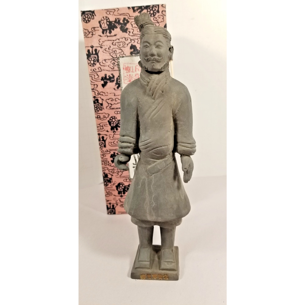 Vintage Chinese Terra Cotta Warrior Soldier Statue Figurine - 7.5 Tall With Box